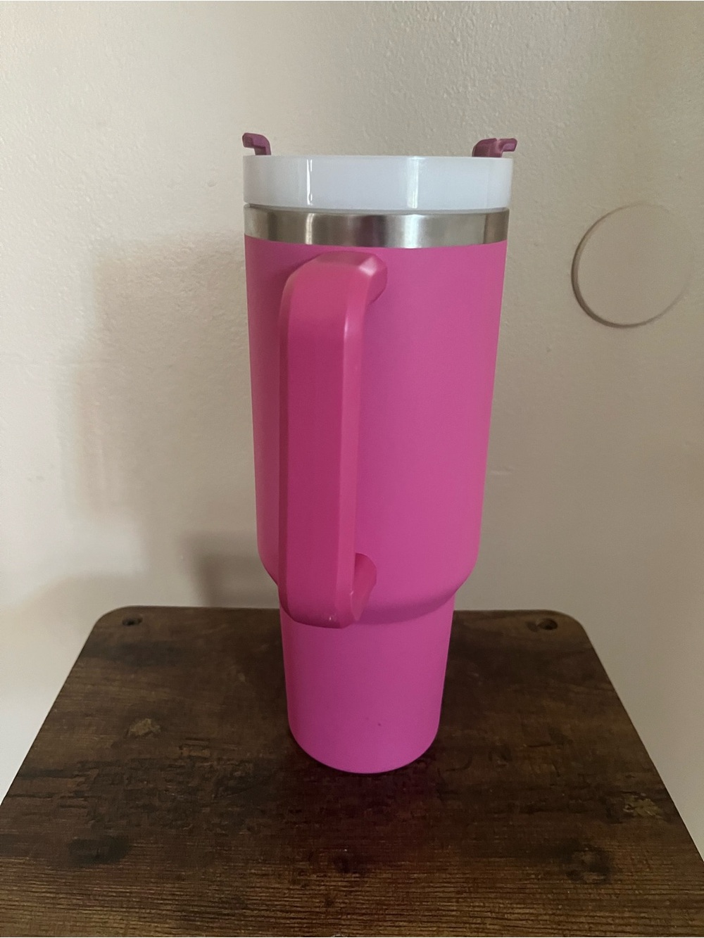Stanley Hot Pink Insulated Mug with Handle and Flip Lid - Picture 3 of 5